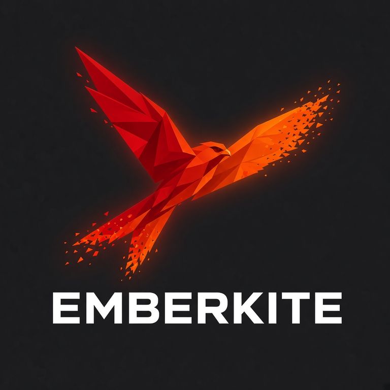 Emberkite logo: a red and orange low-poly bird in flight with the EMBERKITE wordmark