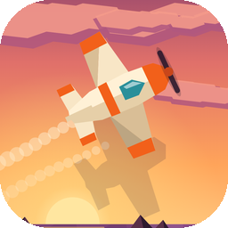 Emberkite: Sky Ace: a cream and orange low-poly toy plane climbing into a sunset sky